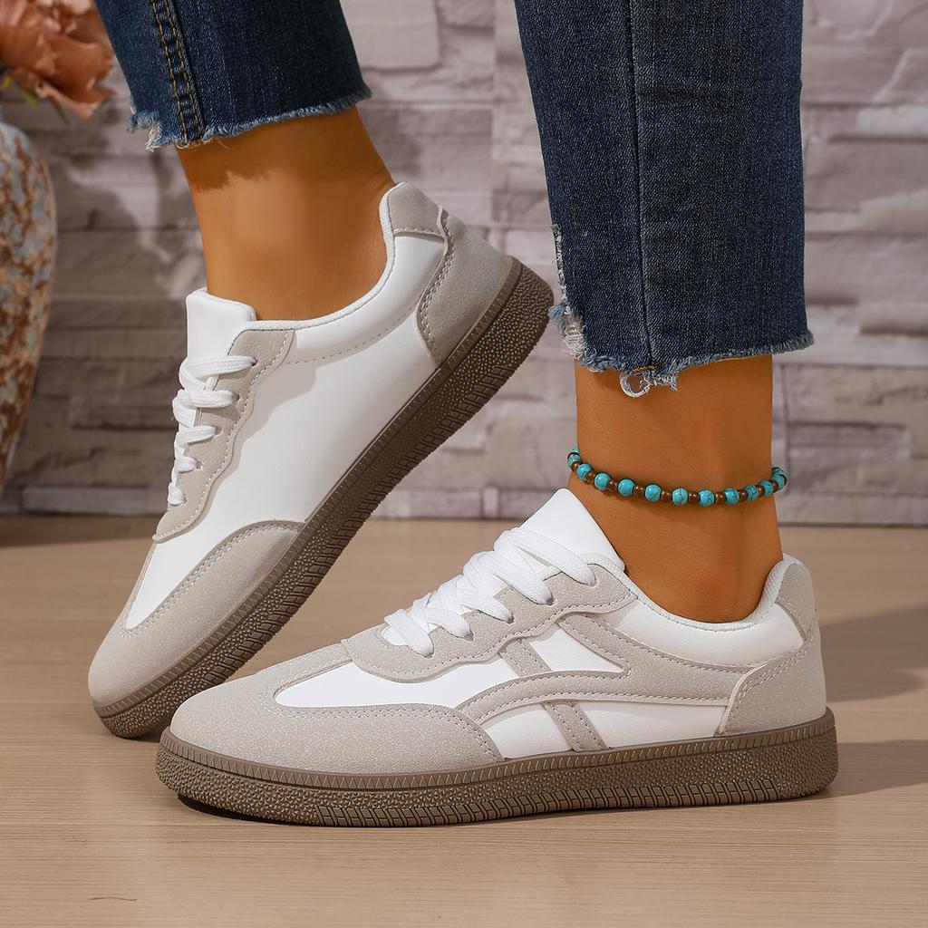 Round Head Elegant Flat Casual Shoes for Women Spring and Autumn Lace Anti Slip Running Shoes