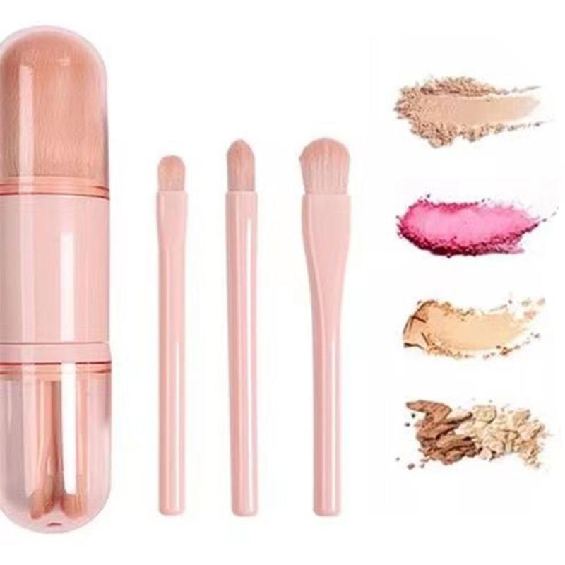 Multi Functional 4 in 1 Makeup Brush with Soft Bristles for Gentle Face Care for Travel or Home Cosmetic Beauty Needs