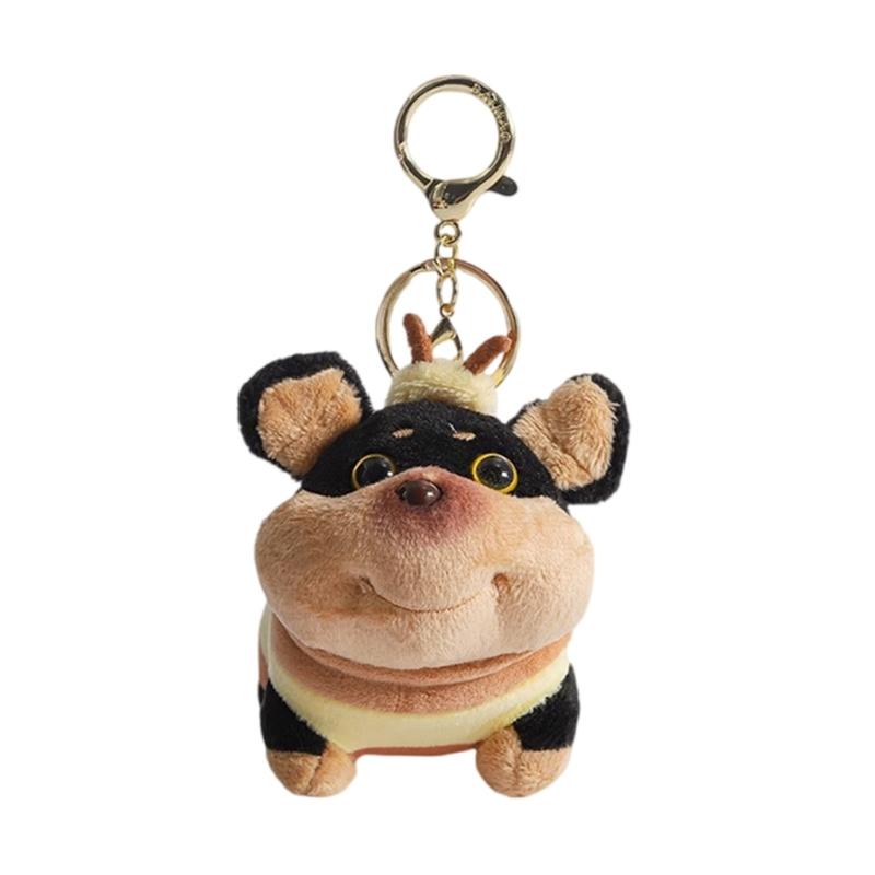 Charming Plush Bees Canine Keychain Gift for Girls Stylish Animal Theme Keyring Bag Decoration Purse Embellishment 1