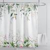 Watercolor Leaves On The Top Plant With Floral Bathroom Greenery Leaf Decoration Watercolor Botanical Shower Curtain With Hooks