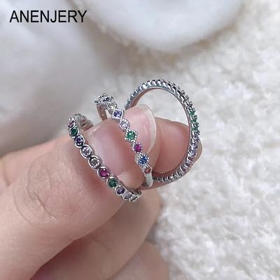 Multi-Size Enkelradsfargede Zirkon Tynne Ringer Dame Design Premium pekefinger Halering bague femme anel anillo