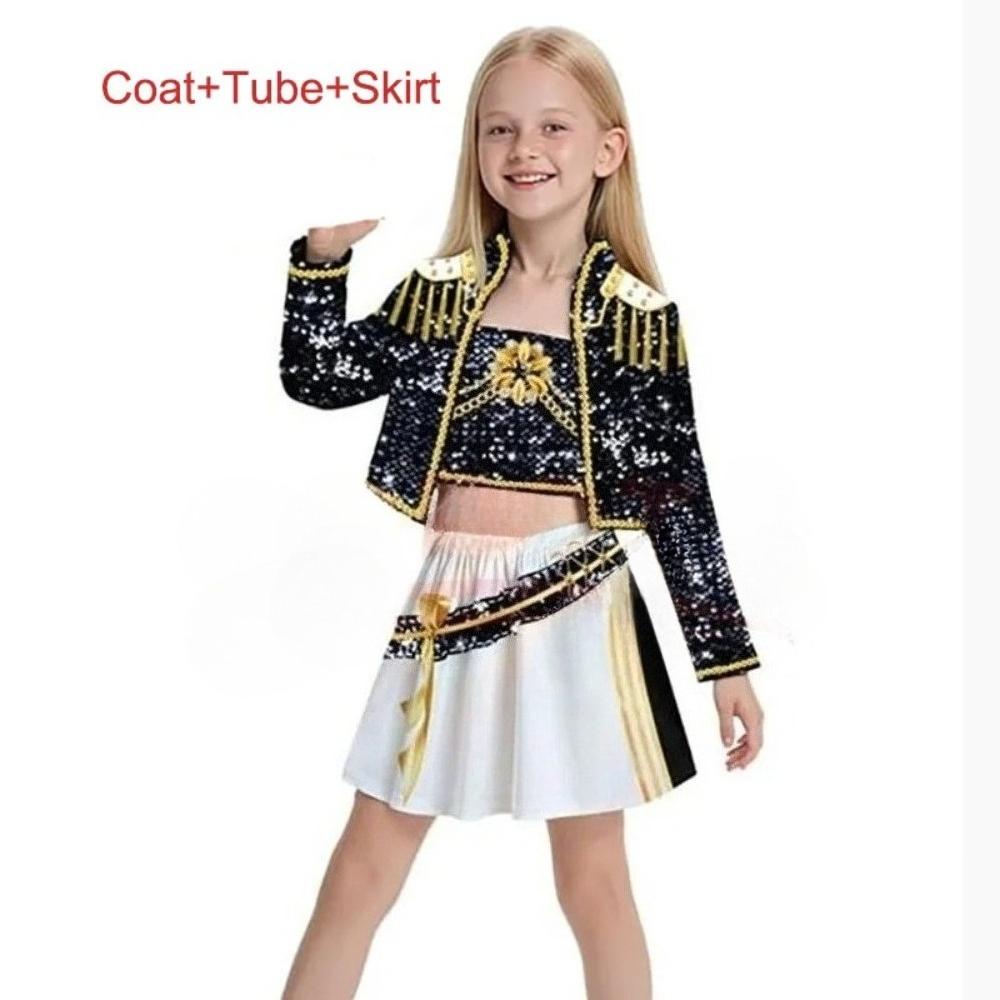 Kid Girls Rumi K Pop Demon Hunter Cosplay Kids Black Gloden Costume Chid Disguise Performance Roleplay Uniform Halloween