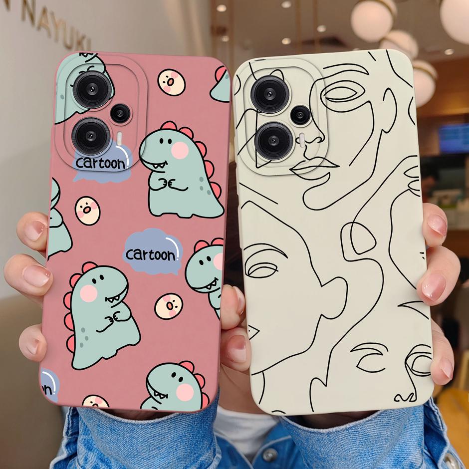 Case For Redmi Note 12 Turbo Poco F5 5G Lovely Dinosaur Silicone Pattern Phone Cover For Note12 Turbo PocoF5 Hot Grateful Funda