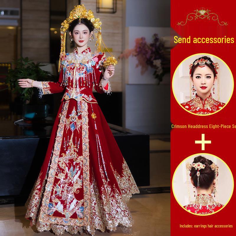 Rochie Xiuhe de Nuntă Chineză Dragon & Phoenix High-End 2025