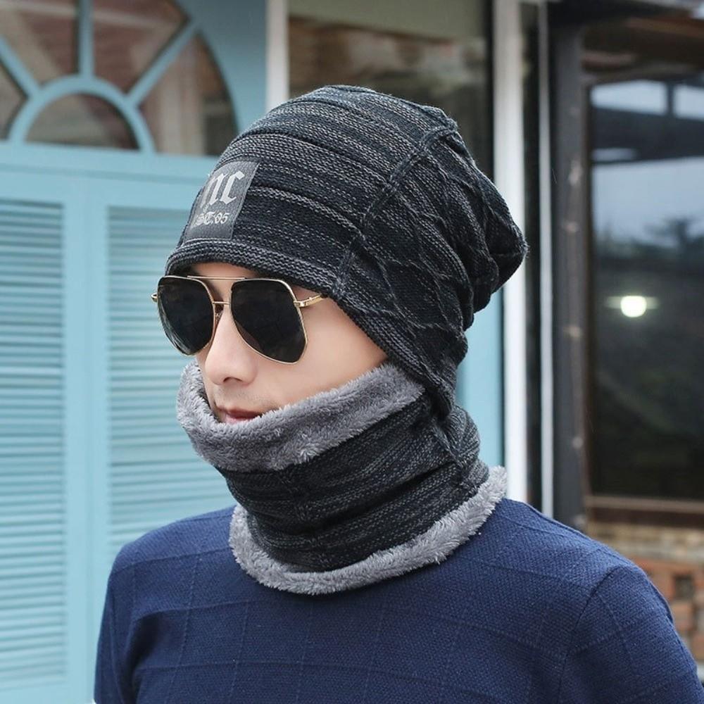 Windproof Pullover Cap Warm Face Shield New Hat Scarf Set  Unisex