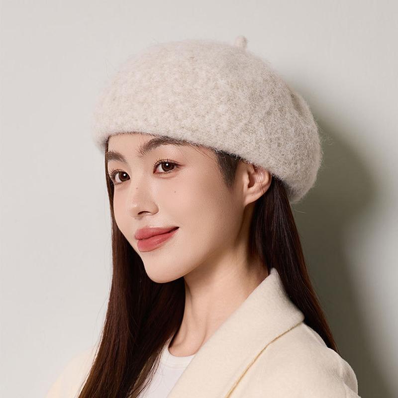 Kaschmir Baskenmütze Damen Herbst Winter Warme Strickmütze Malermütze