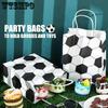 24 Pack Soccer Themed Paper Party Favor Bags with Handles - Durable Kraft Gift Storage Packaging for Sports Birthday, Team Events Tote Bags