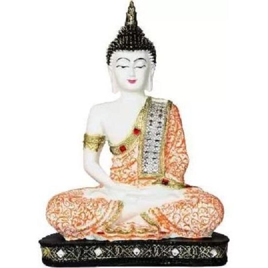 Polyresinová socha sedícího idolu Buddhy Předváděcí kus pro dekoraci domova Dárkové předměty 1 obr. (BLK růžová), Náboženský