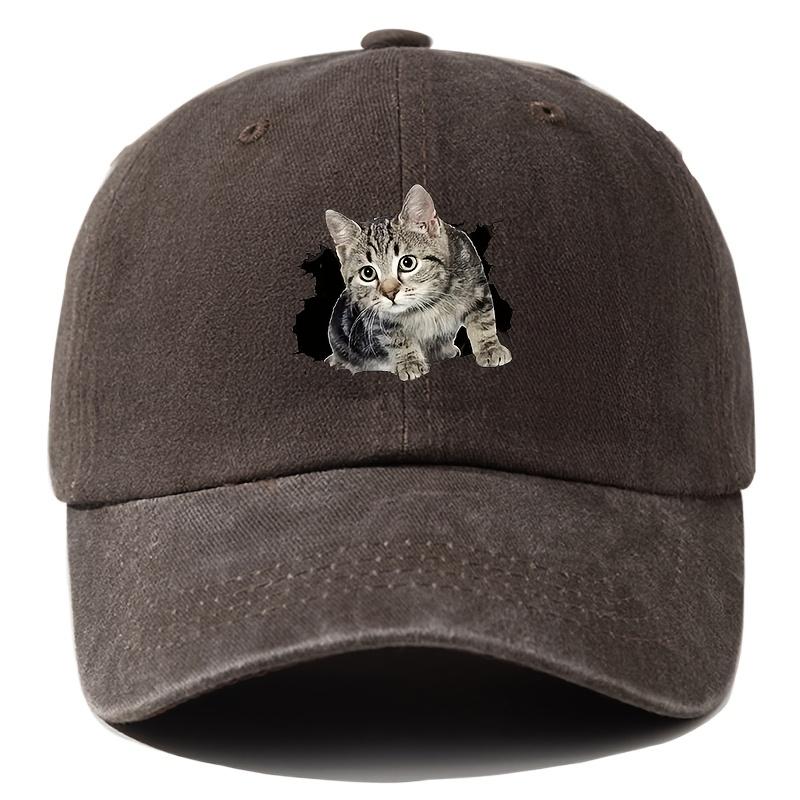 Cute and silly cat printed baseball cap for men and women, versatile for casual wear, daily outdoor hiking, duckbill cap