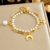 316L Stainless Steel Elegant Romantic Double Layer Star Moon Pearl Bracelet For Women Fashion New Jewelry Party Gift