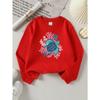 European Sizes Girls' Long-Sleeve Round Neck Sweatshirt "Sea Turtle Coral" Print, Spring/Autumn, Casual, Daily & Sports.