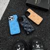 Cool Black Leather 3D Star Phone Case with Lanyard for iPhone 14/15/16 Pro/Pro Max