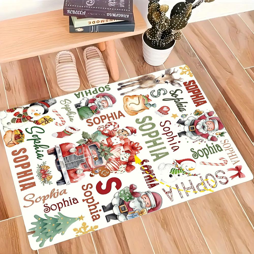 Christmas Area Rug for Kids Bedroom Floor Mat Decor Anti-slip Carpet for Home Living Room Bedroom Decor Sofa Table Kids Rug