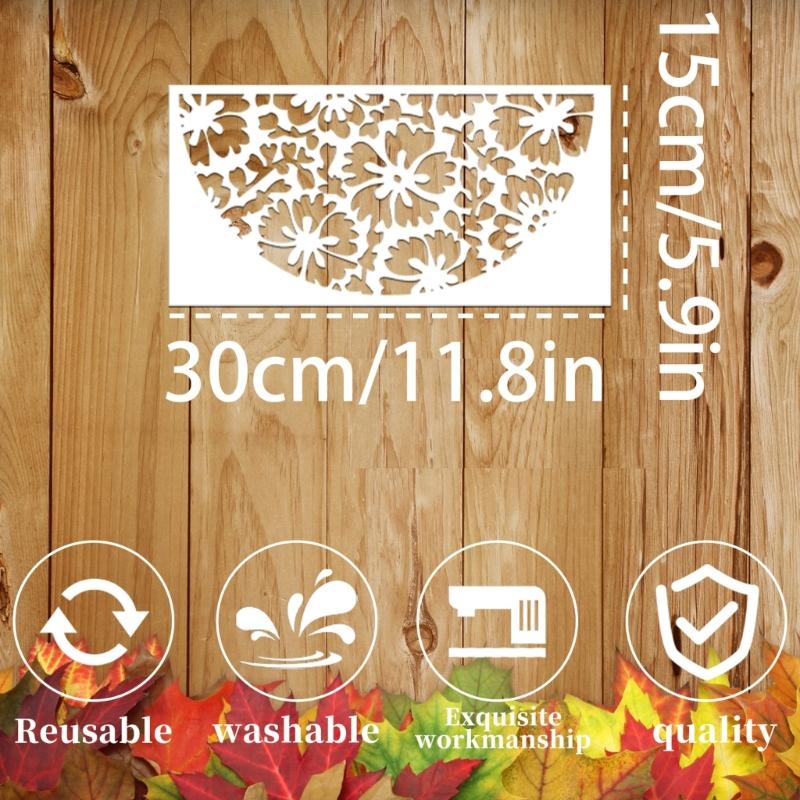 30Pcs Reusable Floral Templates 11.8x5.9in Plastic Drawing Stencils for Art Painting Card Making Wall Door Decoration