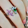 Elegant Cubic Zirconia Flower Bird Open Ring Women Party Wedding Jewelry Gift