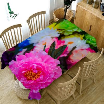 Peony Flower Living Room Tablecloth Home Dining Table Kitchen Decoration Antifouling Tablecloth Rectangle Printing Accessories