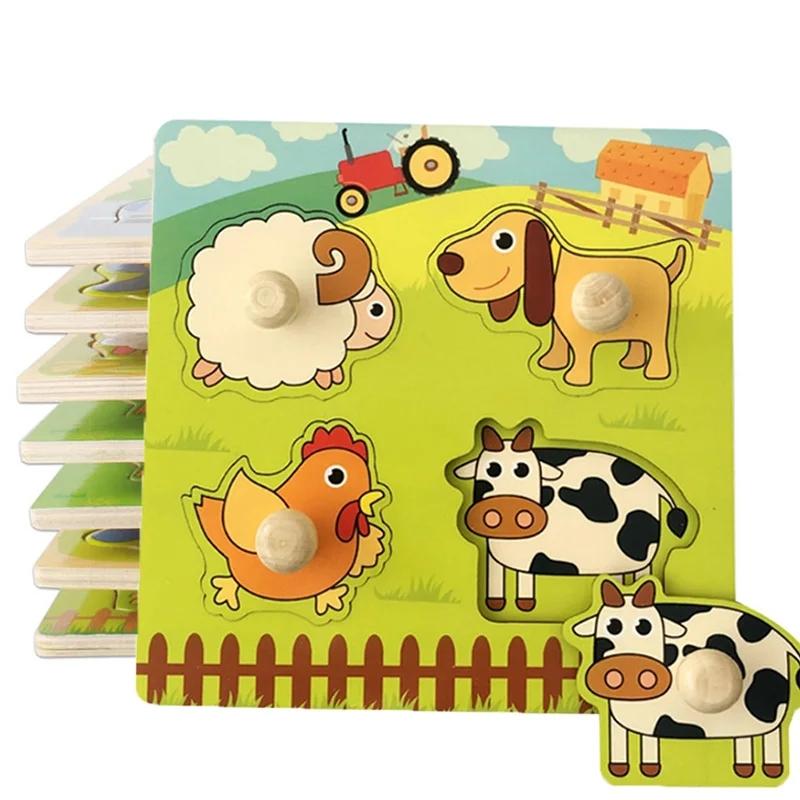 Montessori Baby Toys 3D Wooden Puzzles Children'S Hand Scratch Board Game Kids Early Learning Education Fruit Cognitive Plaything