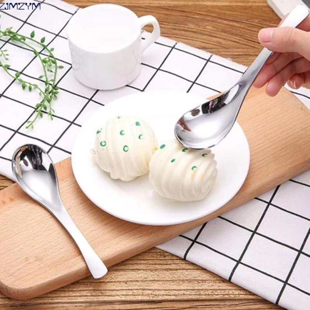 6PCS Large Stainless Steel Spoons Food-grade Dessert Spoons Practical Rice Spoons  Dining Table