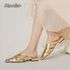 Fashion Female Pointed Toe Low Heel Slippers Summer 2025 Fashion Weave Slides Mules Size 35 43 Women's Sandals Outwear Zapatos De Mujer
