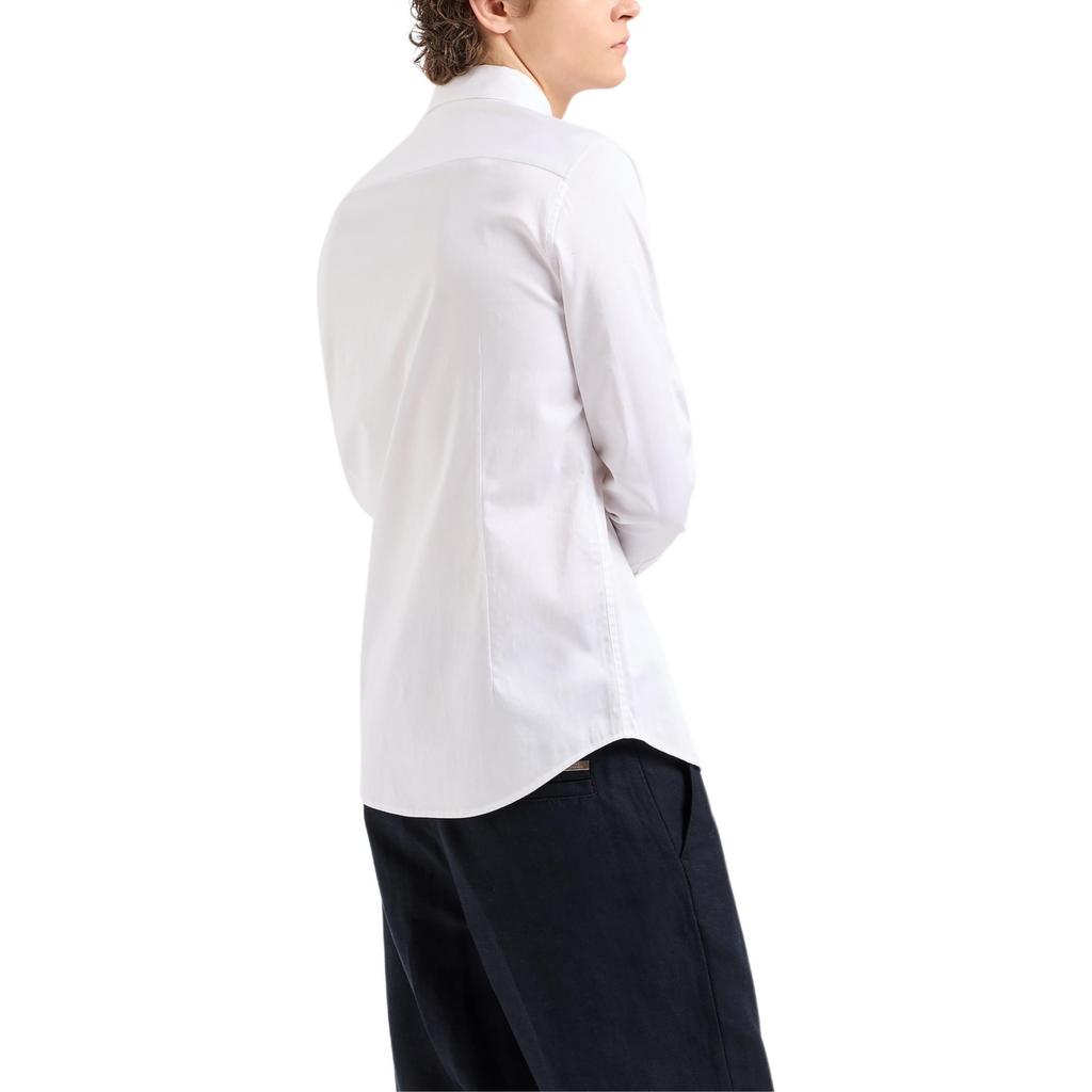 Armani Exchange Solid Color Cotton Letter Jacquard Slim Fit Long Sleeve Shirt Men Shirts White 8NZCBD-ZN10Z-0113
