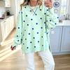 Damen Freizeit Pullover mit langen Ärmeln und Polka-Dot-Muster, lockere Passform