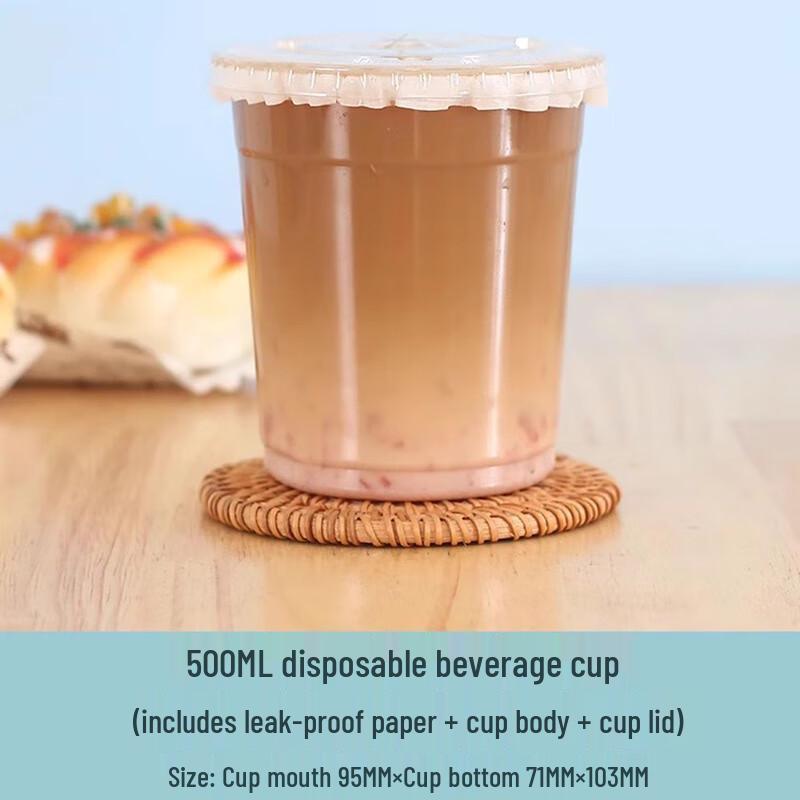 AVADEN Disposable Milk Tea & Coffee Cups with Flat Lids