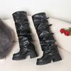  High Boots Punk Square Head Thick Sole Thick Heel High Heel Belt Buckle Pipe Boots But Knee Trouser Boots Knight Boots