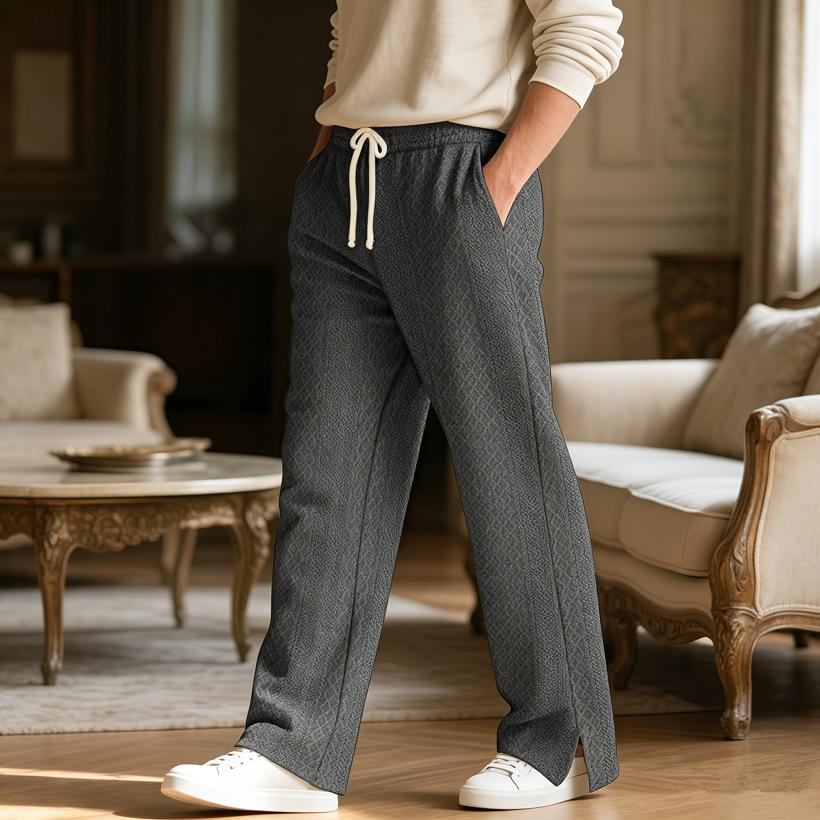 2026 New Style European Loose-Fitting New Style Casual Straight Knitted Ribbed Outdoor Date and Sport Pants European Size