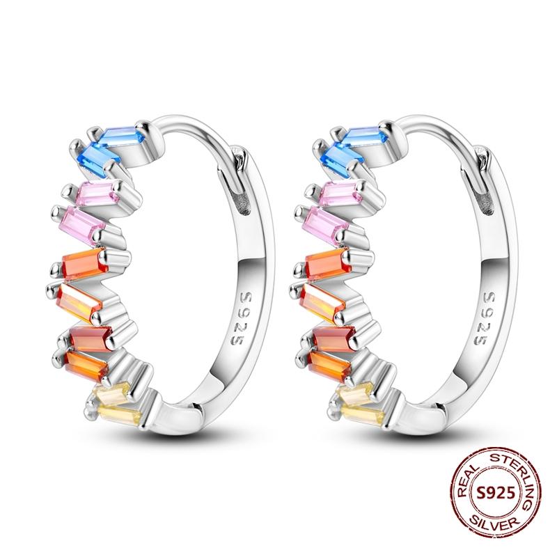 Purple Zircon Hoop Earrings 925 Silver U-shaped Liquid Metal Love Heart Fashion Earrings For Women Jewelry