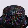 Sparkling Checkered Flat Top Derby Hat For Parties And Event Durability Polyester Fabric Hat