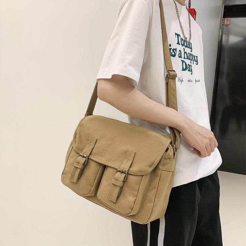 Genți de umăr casual din pânză pentru femei, genți de mesager școlare pentru femei, cu buzunare multiple, cu clapă și cataramă, unisex, pentru studenți, rucsac crossbody pentru cărți