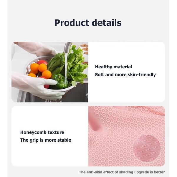 3 Pairs Rubber Cleaning Gloves, Reusable Dishwashing Gloves for Kitchen Household Washing Dishes Tool, Non-Slip