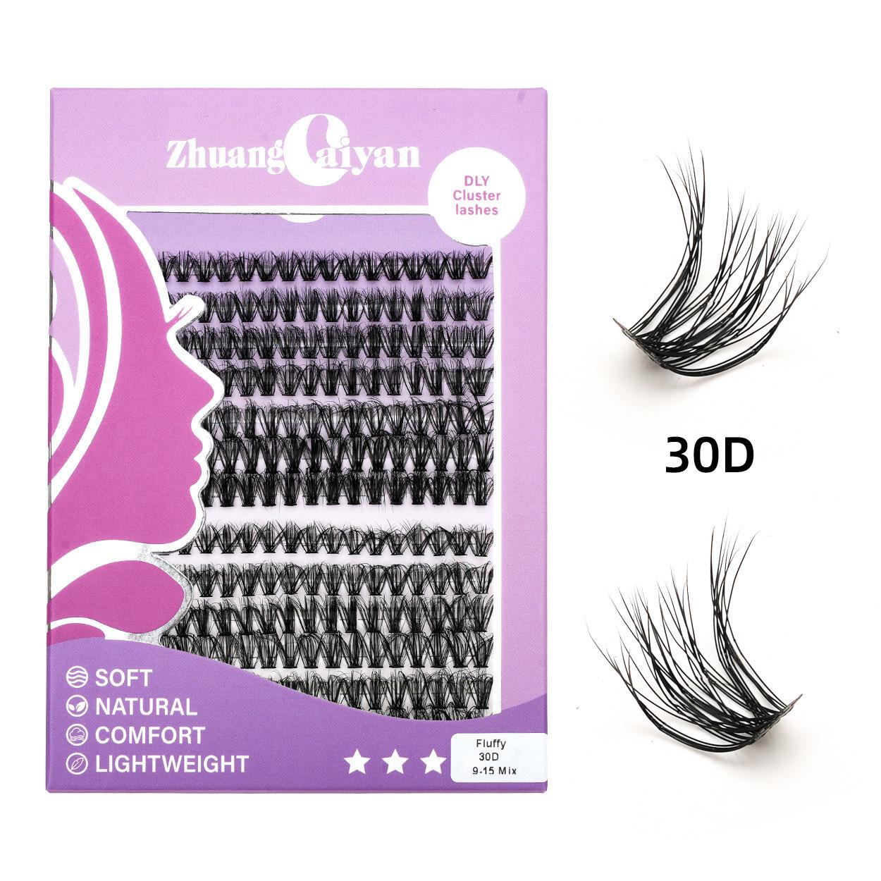 

Fluffy D Curl False Eyelashes - DIY Individual Lashes 30P, 60P, 80P, 100P 30D Purple Box