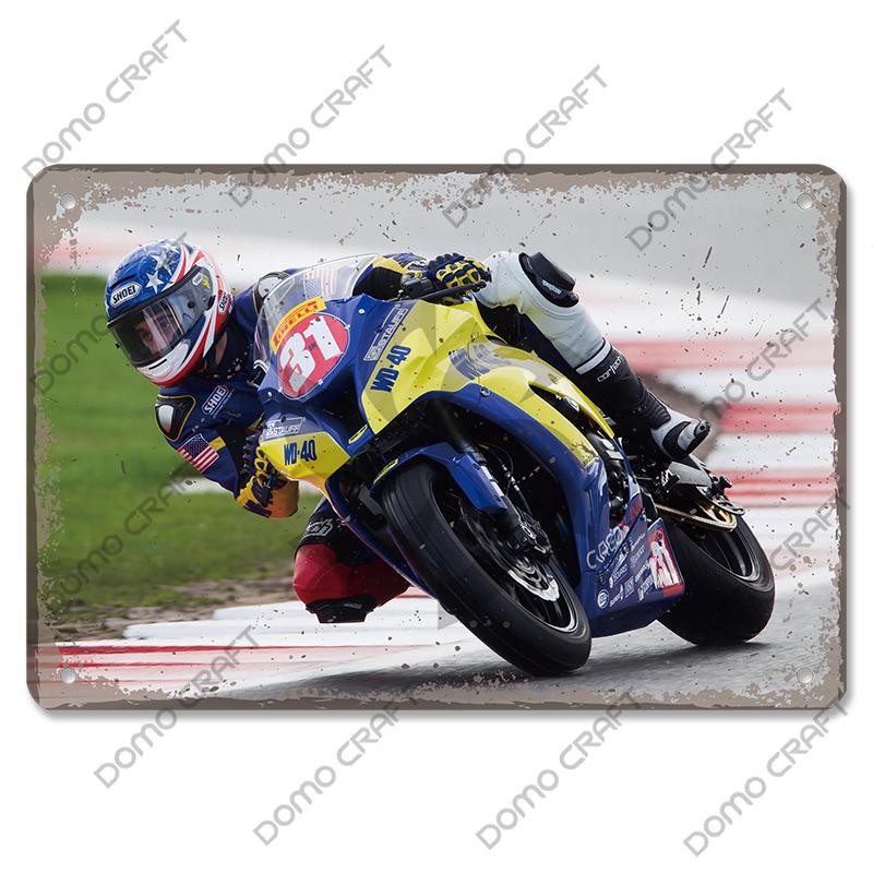 Motorcycle Racing Poster Vintage Metal Plate Racer Athlete Metal Tin Signs Retro Wall Decor Club Pub Bar Man Cave