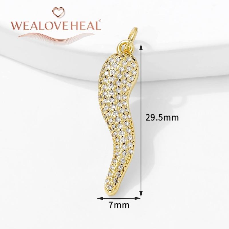 18K Gold Plated Brass Metal Cubic Zirconia Sun / Cross / Horseshoe / Chili Pepper / Wings Pendants Charms For Jewelry Making