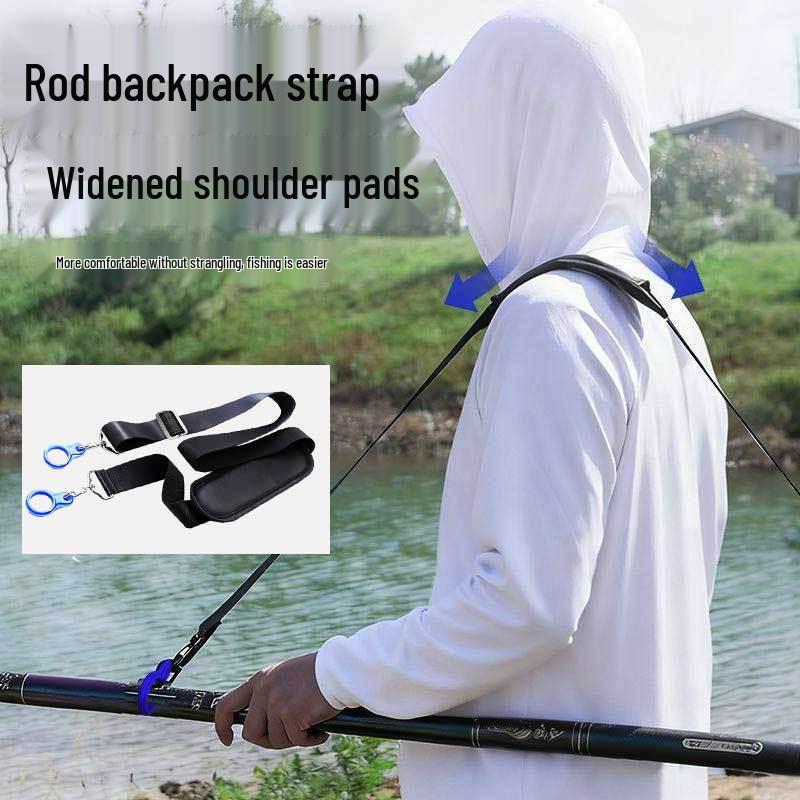 Cannon Rod Strap: Traditional Long Fishing Rod – New Model, Labor-Saving, Thickened with Silicone Ring and Shoulder Strap