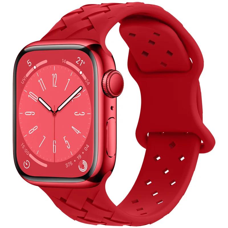 Sport Braided Silicone Strap For Apple Watch Band 44mm 40mm 45mm 49mm 46mm Breathable Bracelet Iwatch Series 10 9 7 8 Se Ultra 2