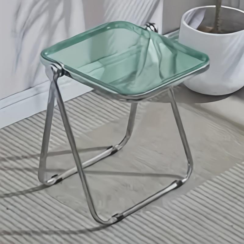 Acrylic Folding Side Table with Metal Frame, Sofa Bedside Laptop Table, Space Saving Small Coffee Table for Living Room Balcony