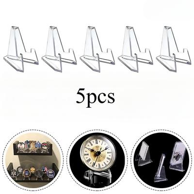 5pcs Transparent Acrylic Commemorative Coin Display Stands Triangle Challenge Coin Capsule Holders for Collectibles