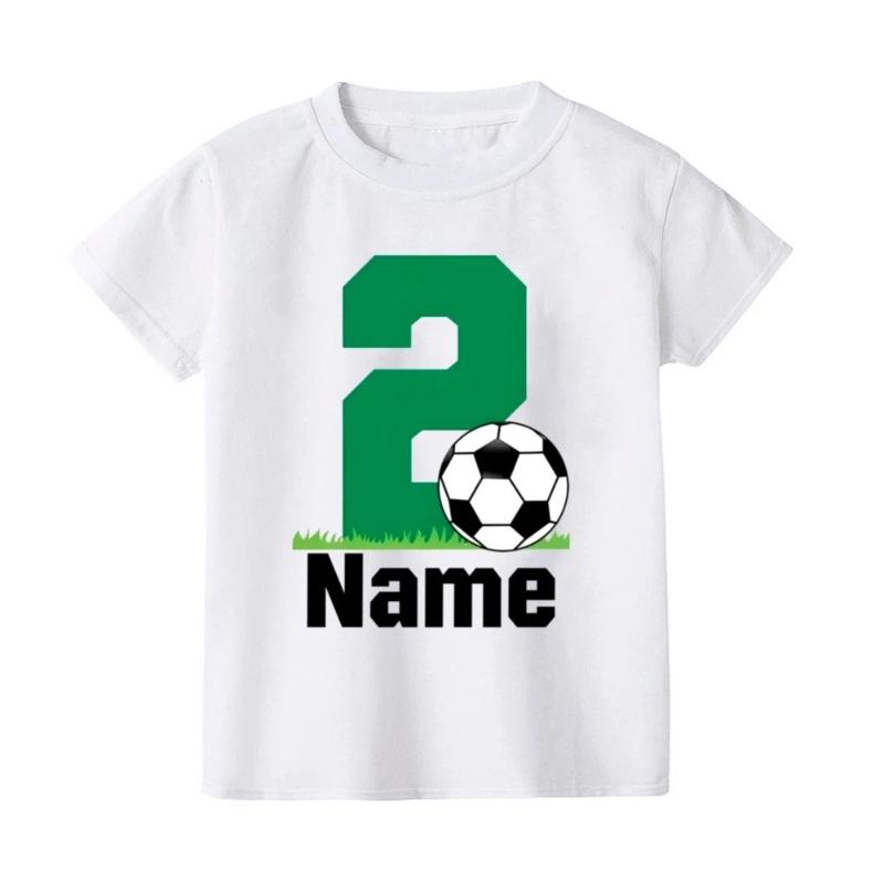 Personalize Football&birthday Print Kid T-shirt Casual Short Sleeve Child Tshirt Fashion Round Neck Child Tee Top Summer Clothes