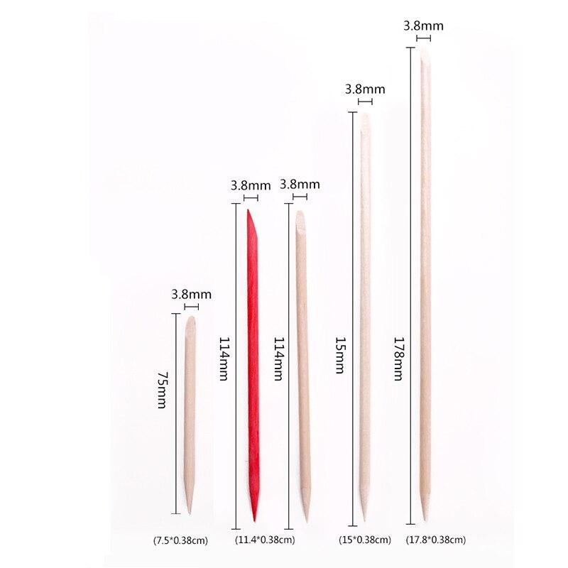 100pcs/set Nail Art Design 4 Different Sizes Orange Wood Sticks Cuticle Pusher Remover Manicures Tools