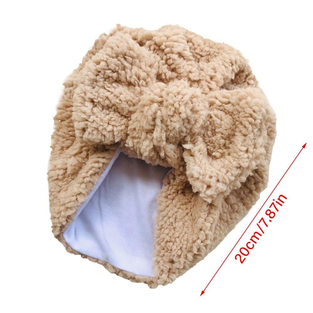 Warm Thick Baby Beanies Ear Warmer Newborn Baby Hats Infant Hat Teddy Fabric Bowknot Headband