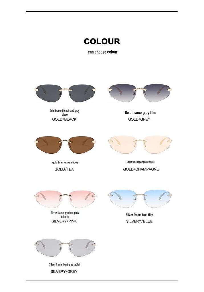 European Retro Frameless Cat Eye Sunglasses – UV Protection, Y2K Style for Women & Men