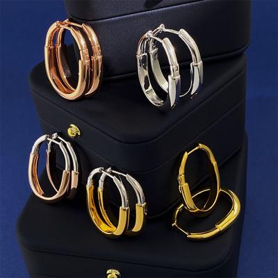 U Lock Lock Ring Buckle Oval Smooth Small Earrings Cool Fashion Color Separation Lock Head Stud Earrings