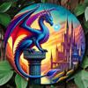 Vintage Castle Guardian Dragon Metal Sign, Fantasy Home Wall Decor