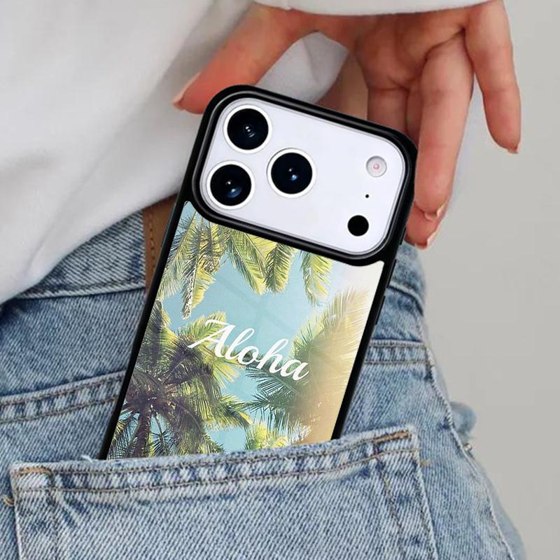 Aloha Hawaii Hawaiian Beach Palms Phone Case for iPhone 16e 15 14 13 12 17 Pro Max Plus Air 17pro Cover Coque