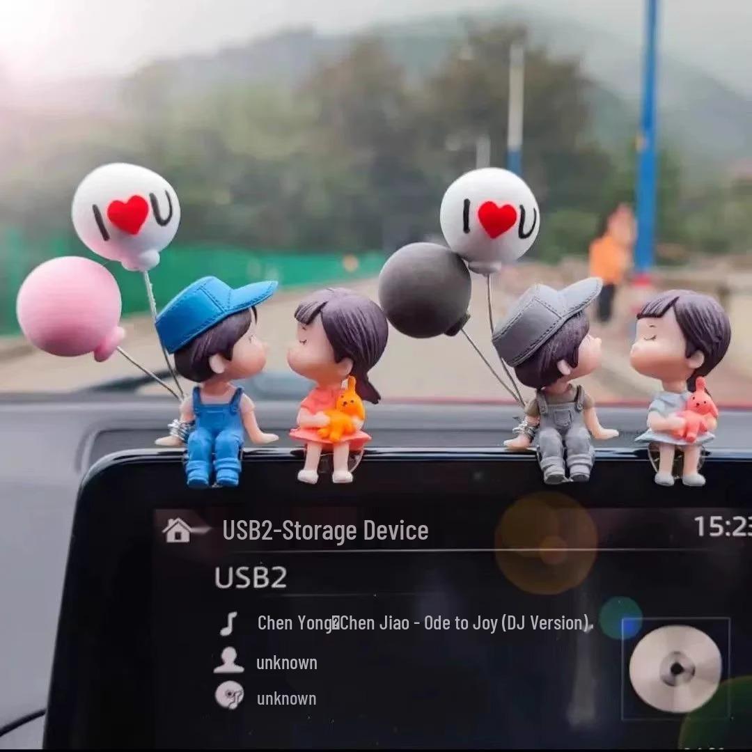 

Car Interior Decoration: Cute Couple Ornaments for Rearview Mirror and Console