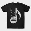 Men Black Print T-shirt Musical Note - Harmonica No-Cut Transfer Paper Print Cotton Tshirt