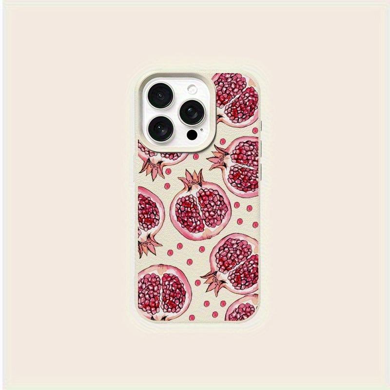 

A Red Pomegranate Print Phone Case, Suitable for iPhone 17, 16, 15, Plus, Pro, Max Series Phones - Ideal for Gifting iPhone17 слонова кістка