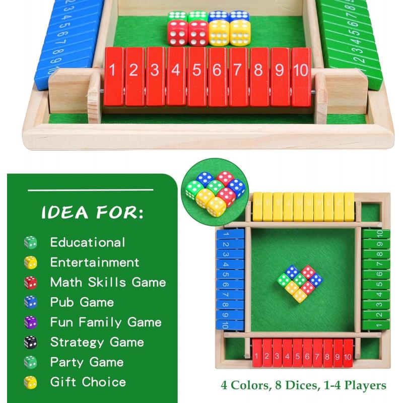 Four-Sided Flip Card Games Intellectual Educational Game Box Dice Toys Parent-Child Games Shut Wooden Number Game Board Games